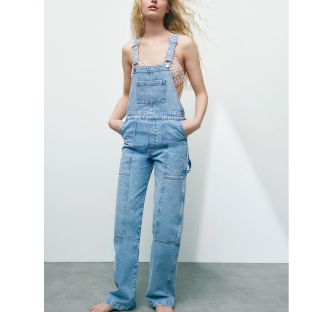 NEW 💕 VIRAL BLOGGER | Zara Cargo Denim Worker Overalls Medium